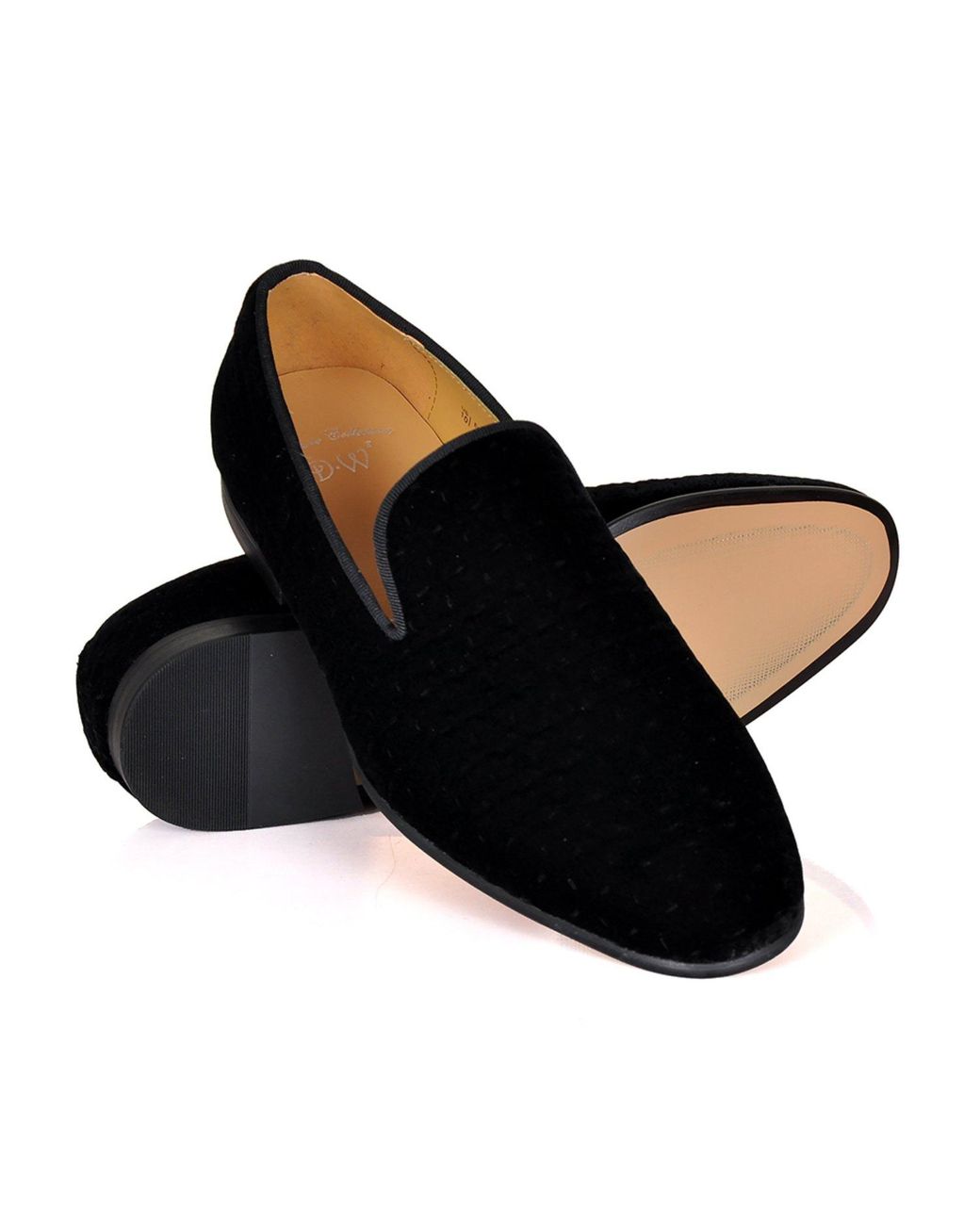 DAVID WEJ Black Alberto Velvet Pattern Loafers for men