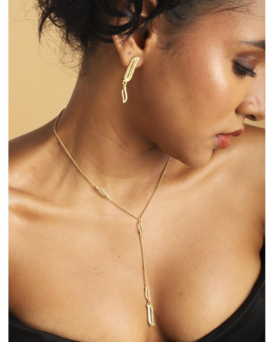 Lila Rasa Metallic Lariat Necklace