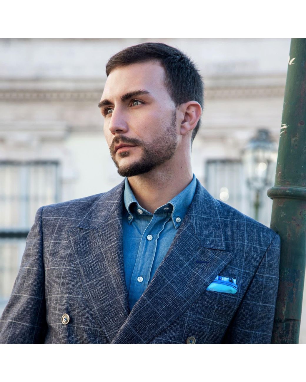 Otway & Orford Blue Bird' Sailing Silk Pocket Square. Medium-Size for men