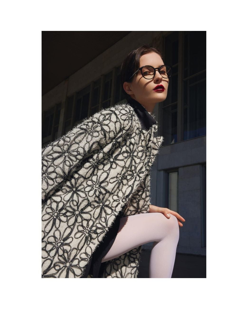 Julia Allert Black Neutrals Ivory Abstract Textured Jacket With Satin Lining