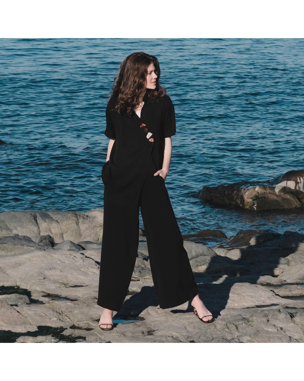 Mirimalist Black Sand Loose Pants