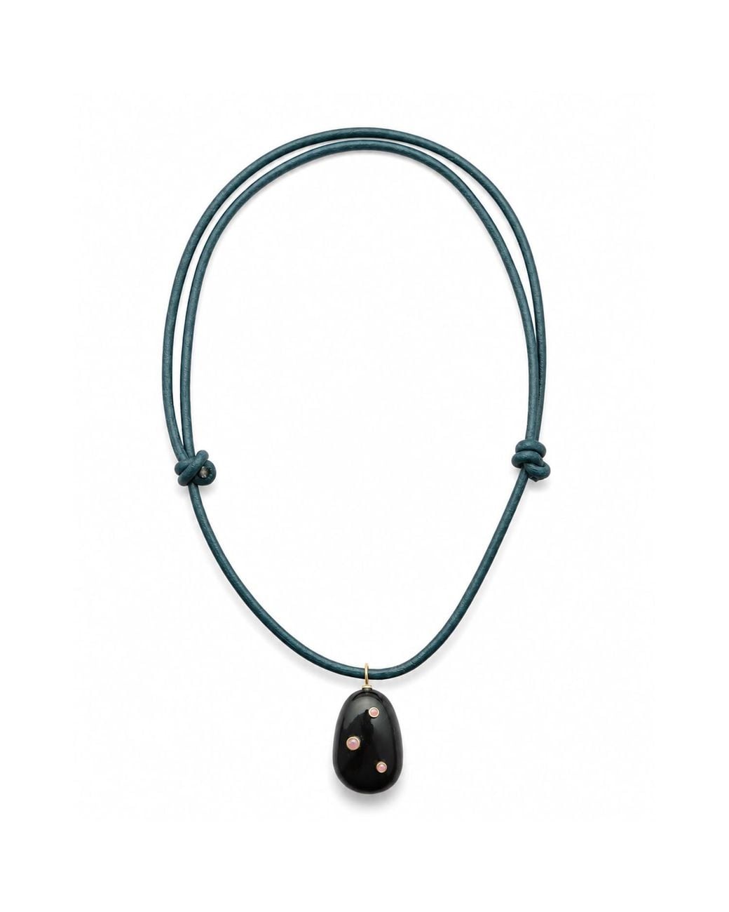 Hye Jane Jewelry Blue Large Onyx Pietra On Leather Cord Necklace