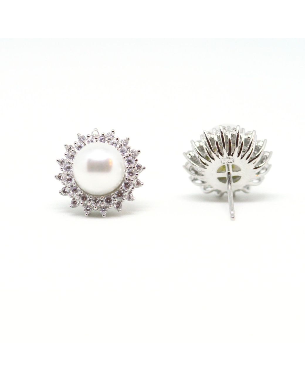 VicStoneNYC Fine Jewelry Metallic 14K Halo Diamond Pearl Earrings
