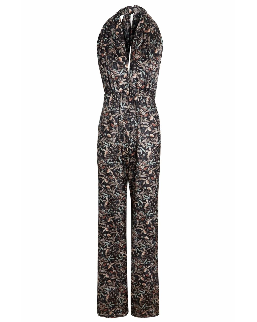 Sarvin Multicolor Floral Velvet Backless Jumpsuit