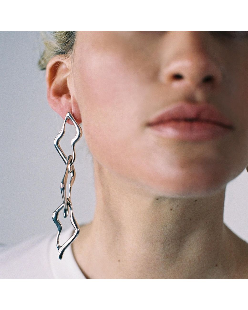 Daria Pacelli Jewelry Black Polaire Asymmetrical Sterling Statement Earrings