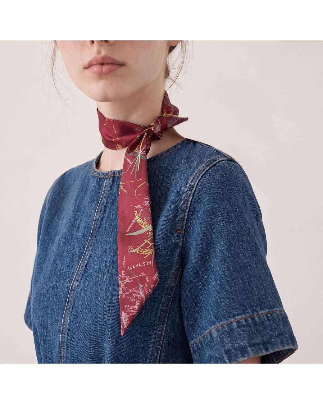 Ana Maison Purple Ethereal Bloom Silk Twilly Scarf