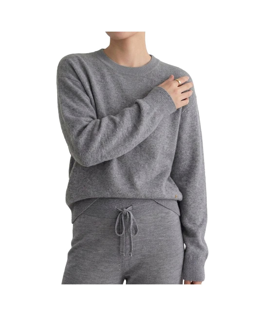 tirillm Gray Cindy Merino Wool Basic Pullover, Melange