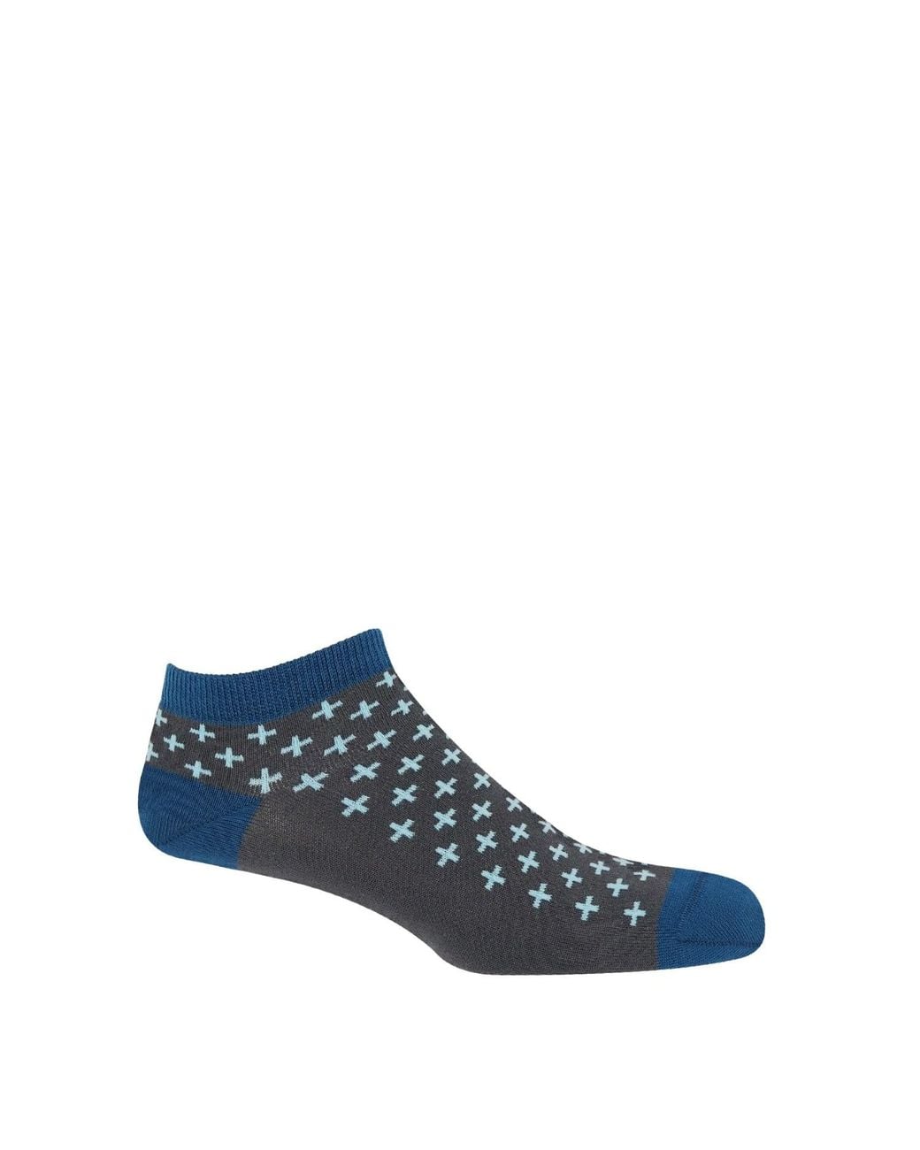 Peper Harow - Made in England Blue Retro Stripe & Crosslet Trainer Socks Bundle for men