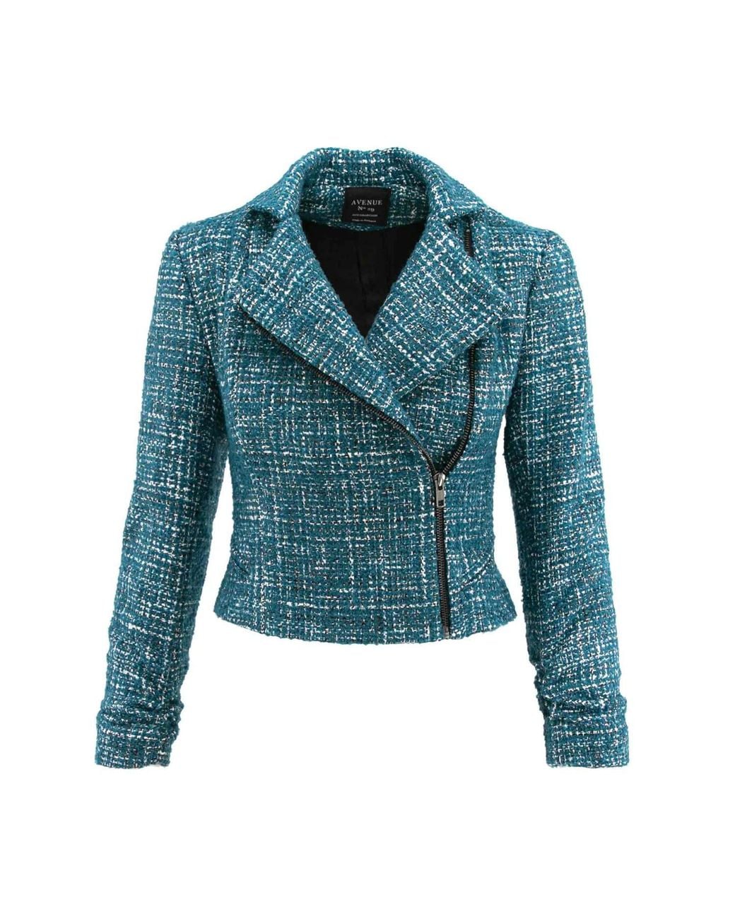 AVENUE No.29 Blue Double Breasted Cropped Jacket With Zipper –