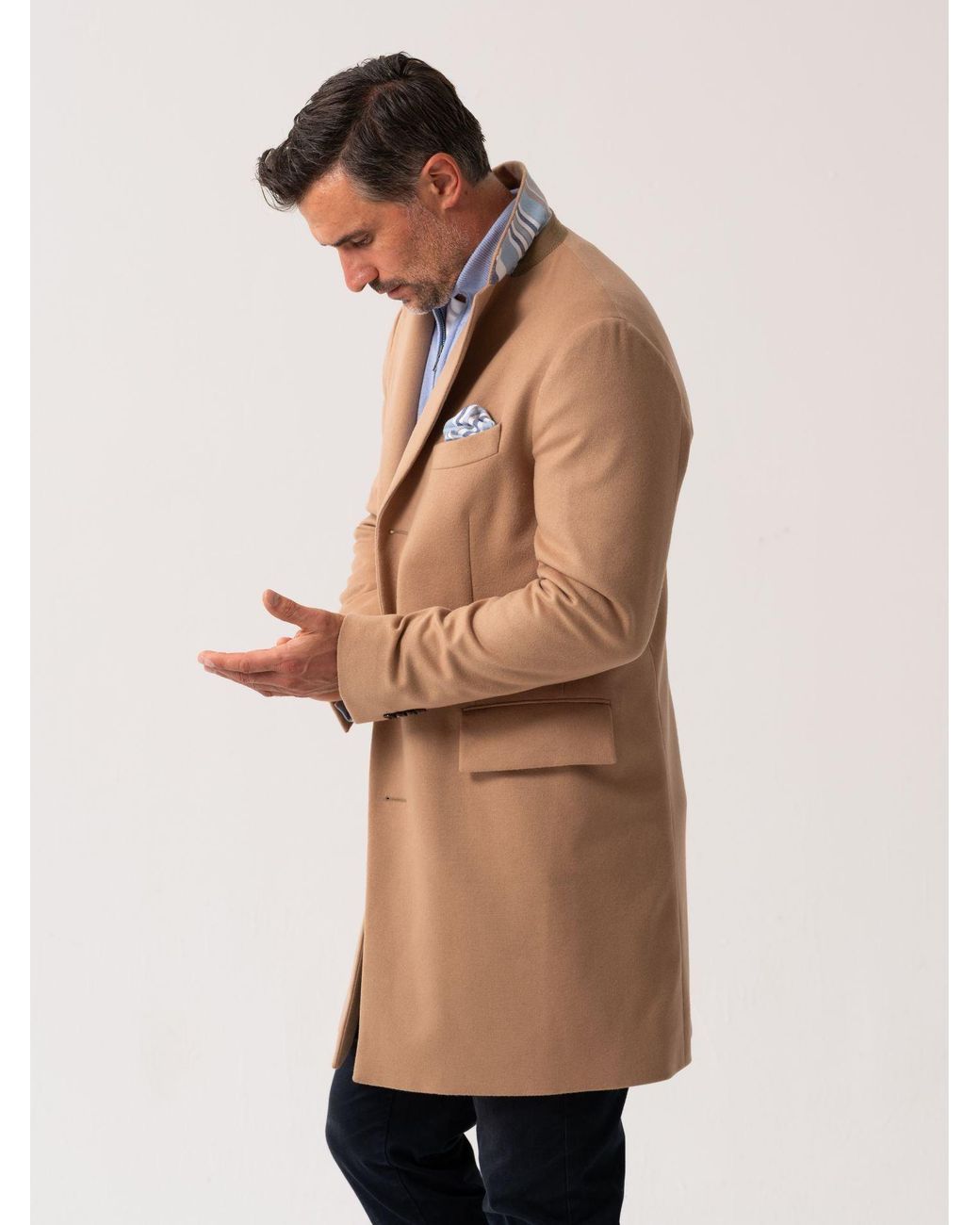 Koy Clothing Brown Neutrals Wool & Cashmere Overcoat for men