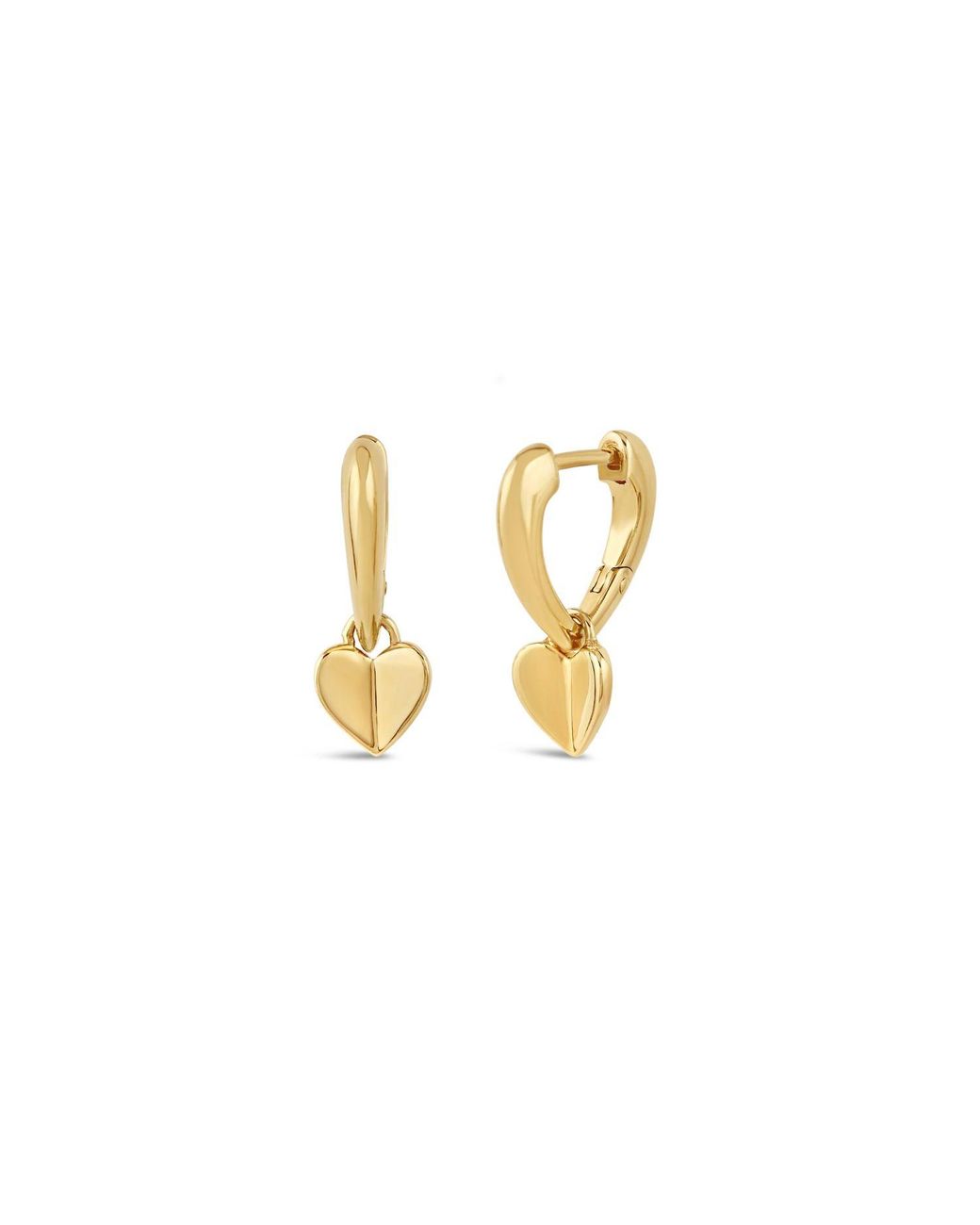Dinny Hall Metallic Folded Heart Drop Hoops