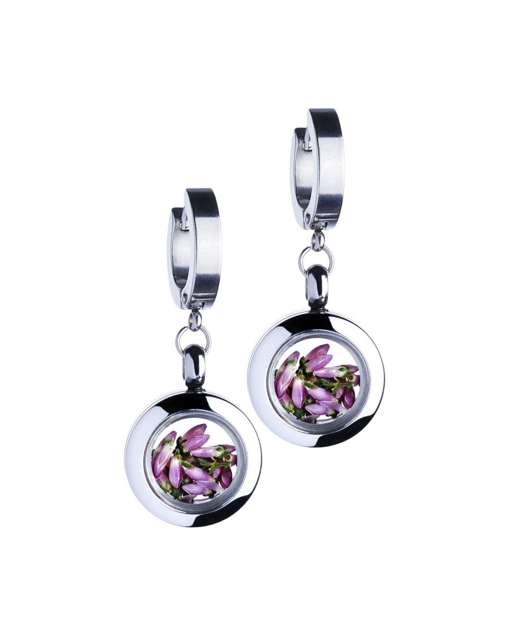 My Little Nature White Dangle Earrings With Heather Flower Boho Earrings