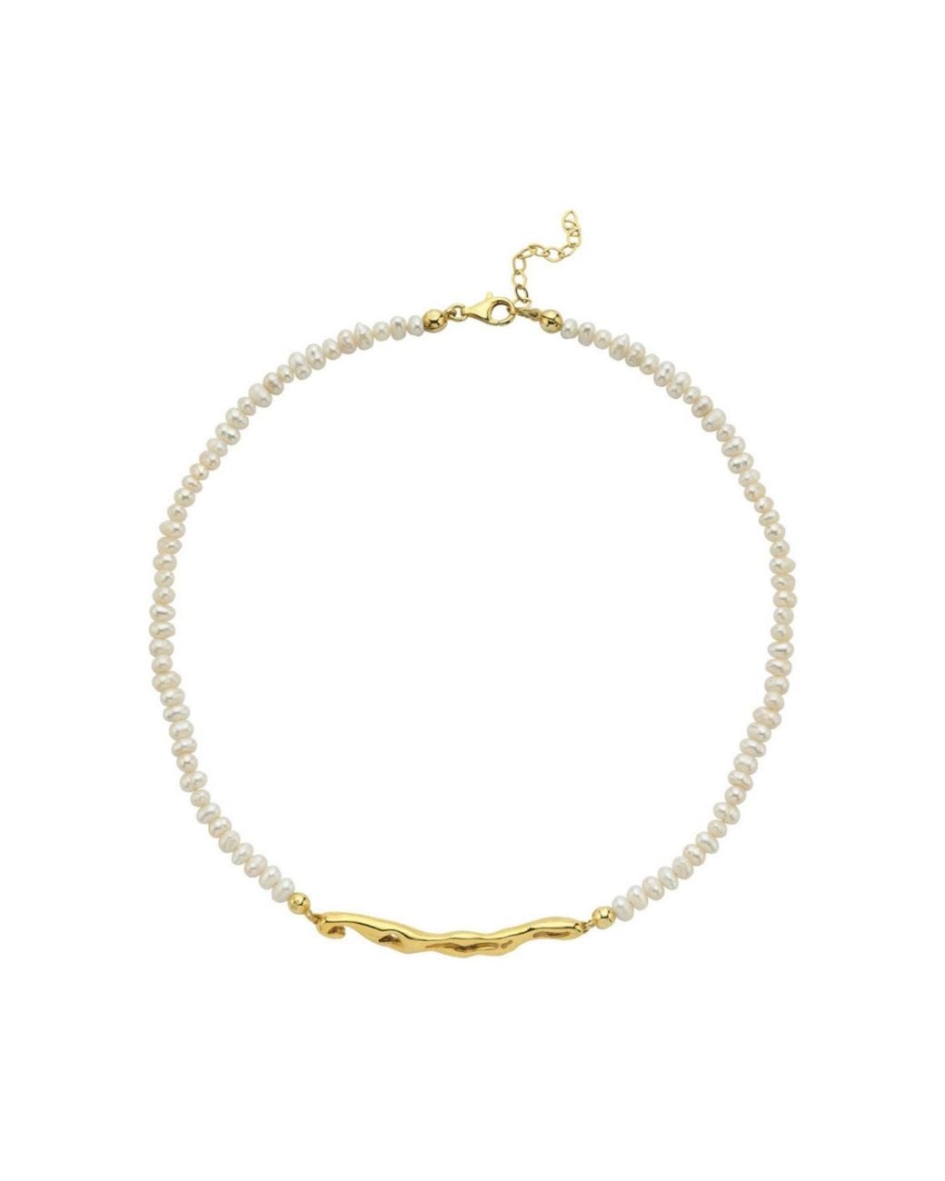 LINYA JEWELLERY Metallic Pontus Horizontal Pearl Necklace