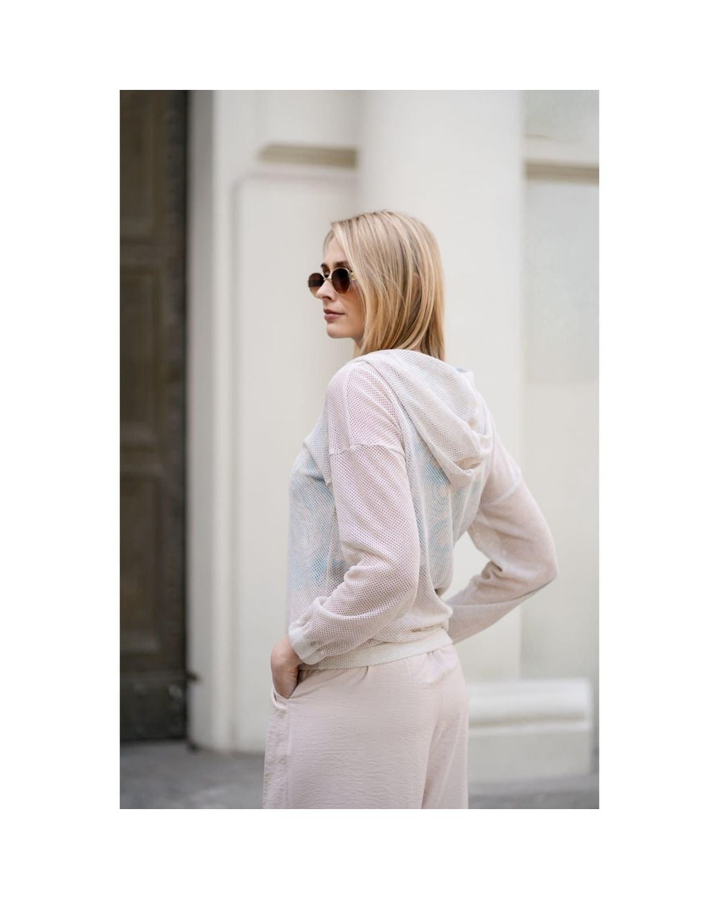 Oh!Zuza Natural Neutrals Echo Mesh Zip Hoodie