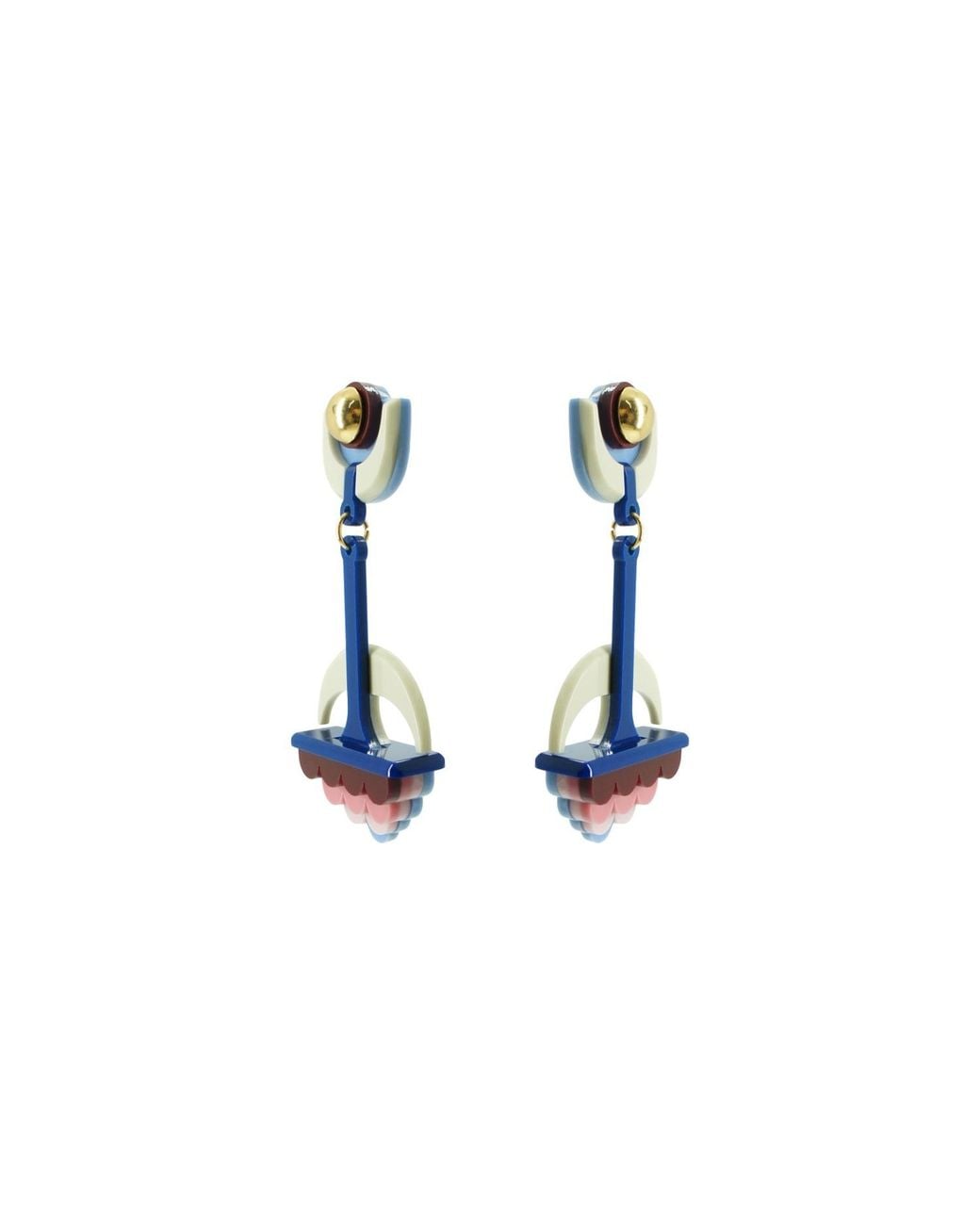 Gissa Bicalho Blue Handmade Acrylic Earring Filianto Burgundy