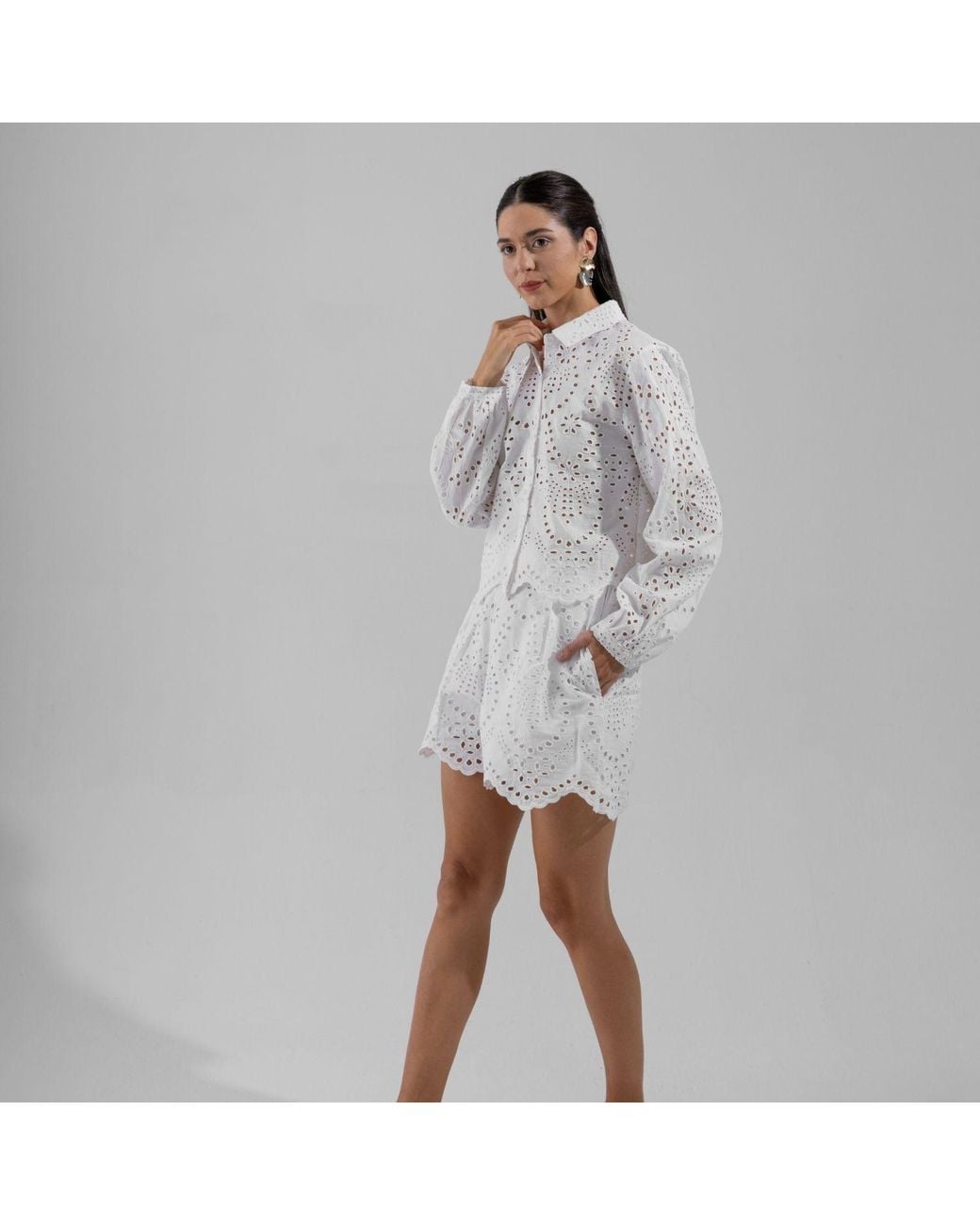 Thisisu Collection White Solstice Short -High Waist Broderie Short