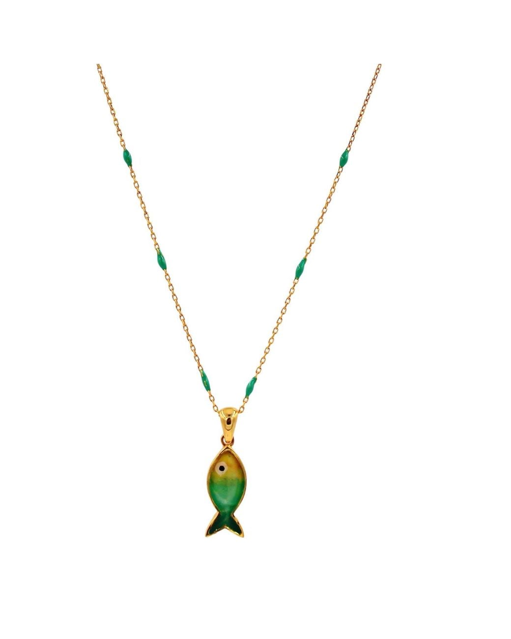 1610Istanbul Metallic Life Fish Necklace