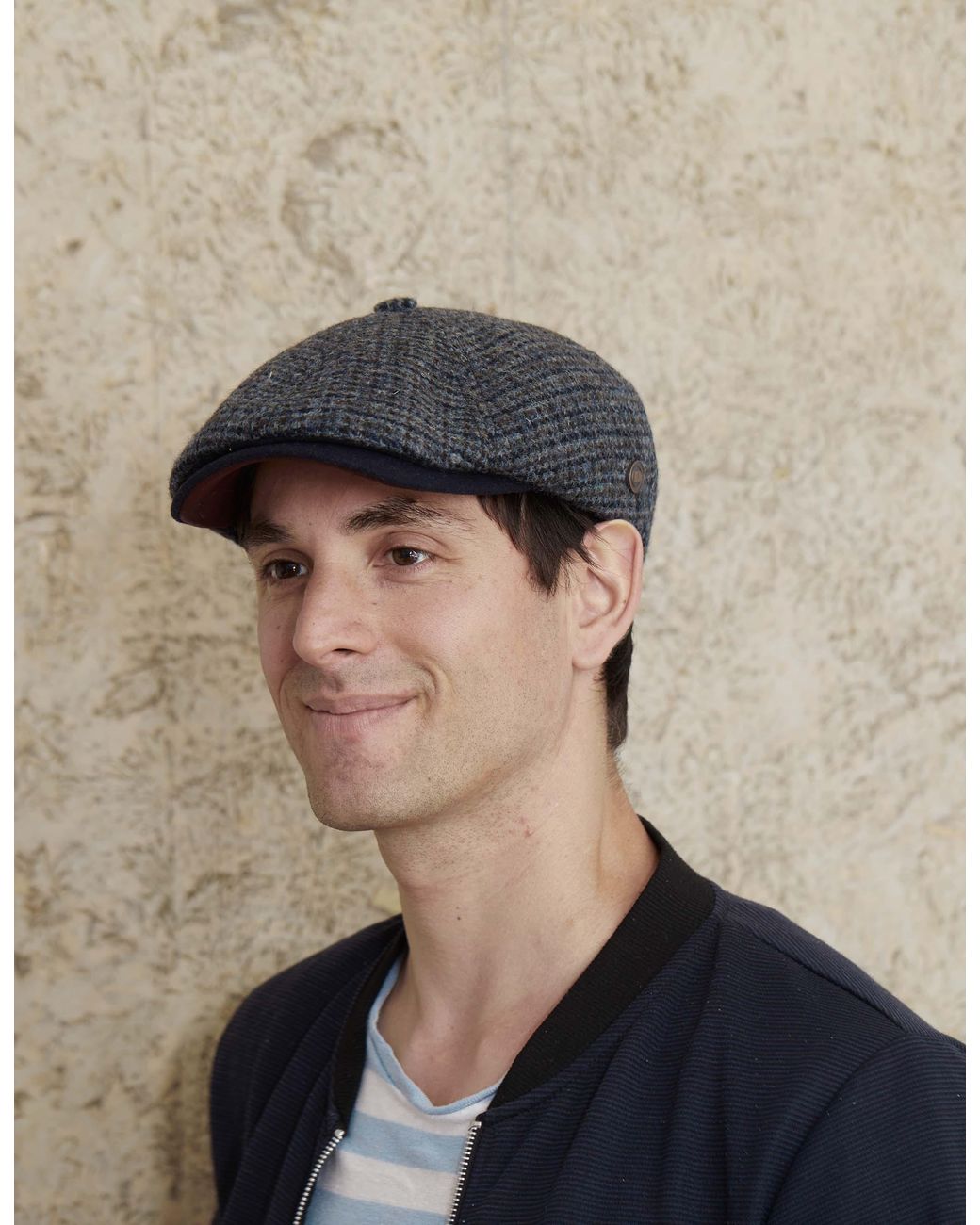 Dasmarca Hats Gray Aaron Harris Tweed Wool Cap With Earflaps for men