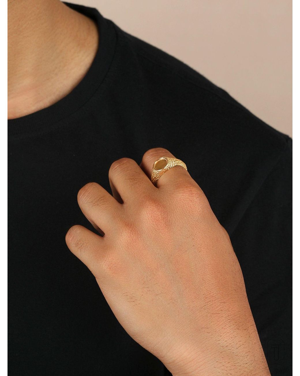 The Jewelz White Textured Signet Ring For for men