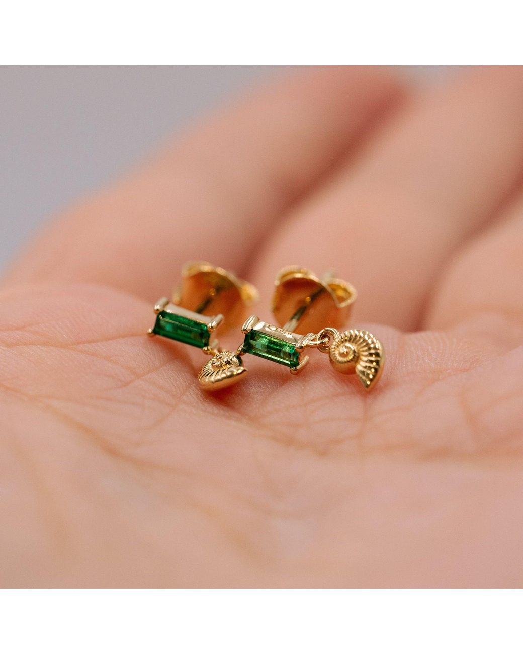 Cier Metallic Nautilus Stud Earrings