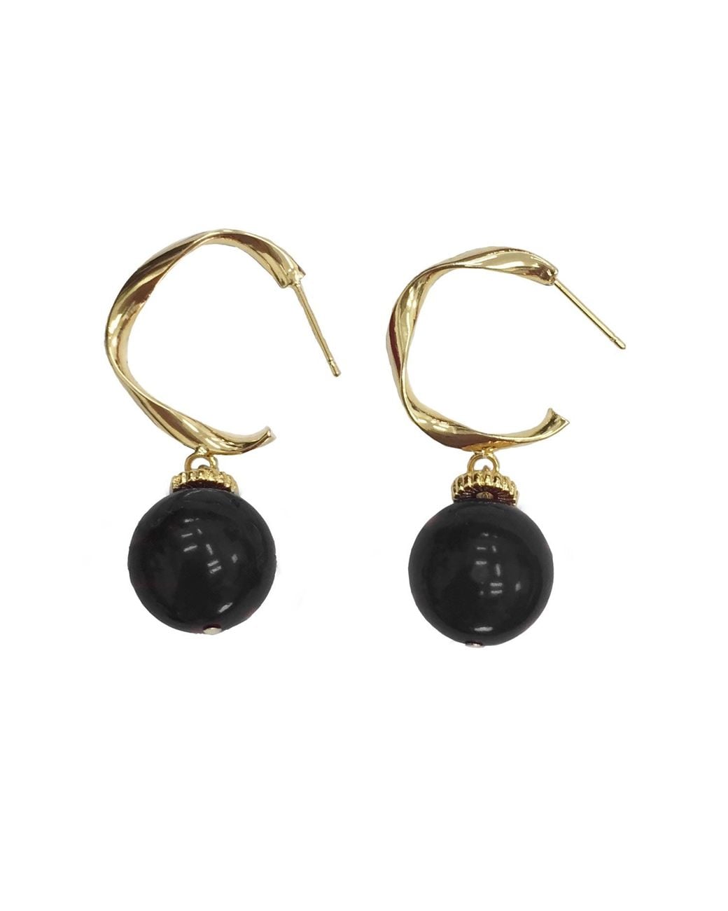 Farra Black Simple Tiger Eyes Earrings