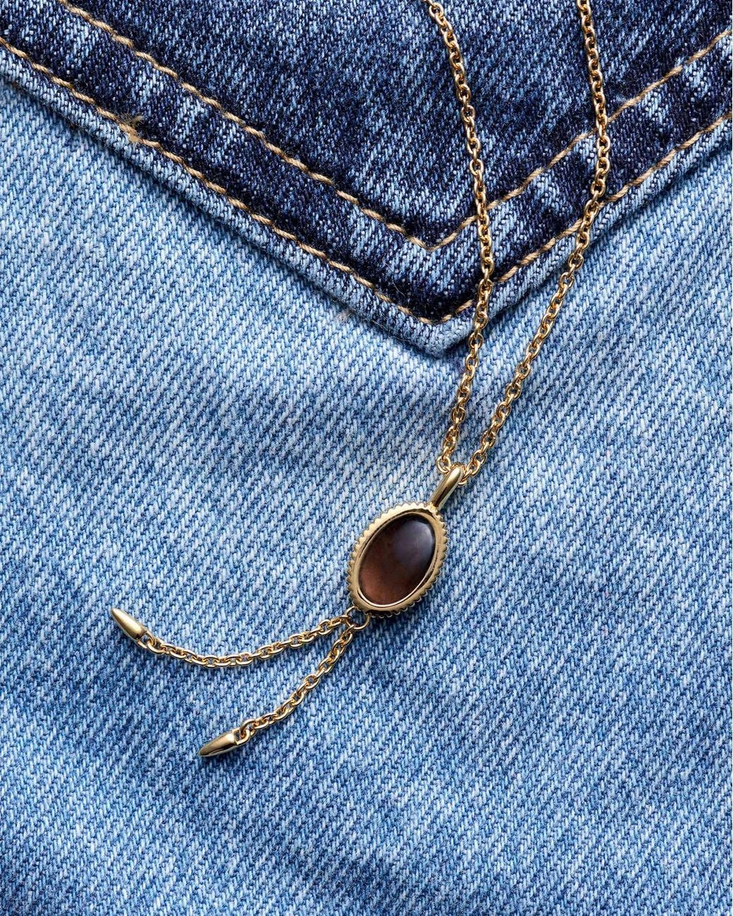 Stone Fruit Metallic Bolo Pendant Necklace