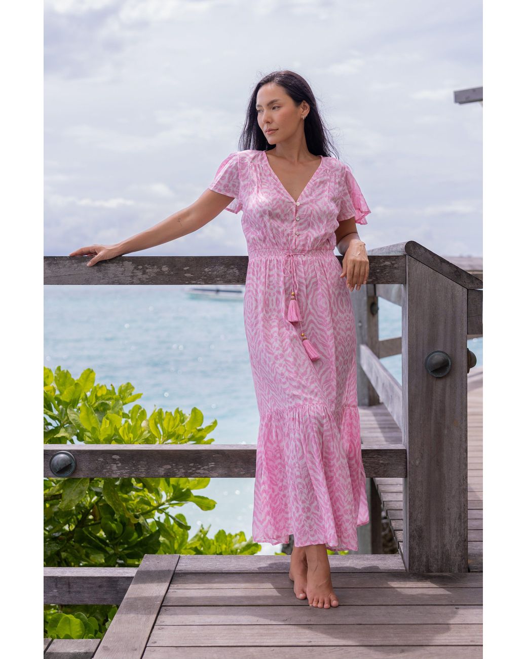 Sophia Alexia Pink Shell Zebra Florence Maxi Dress