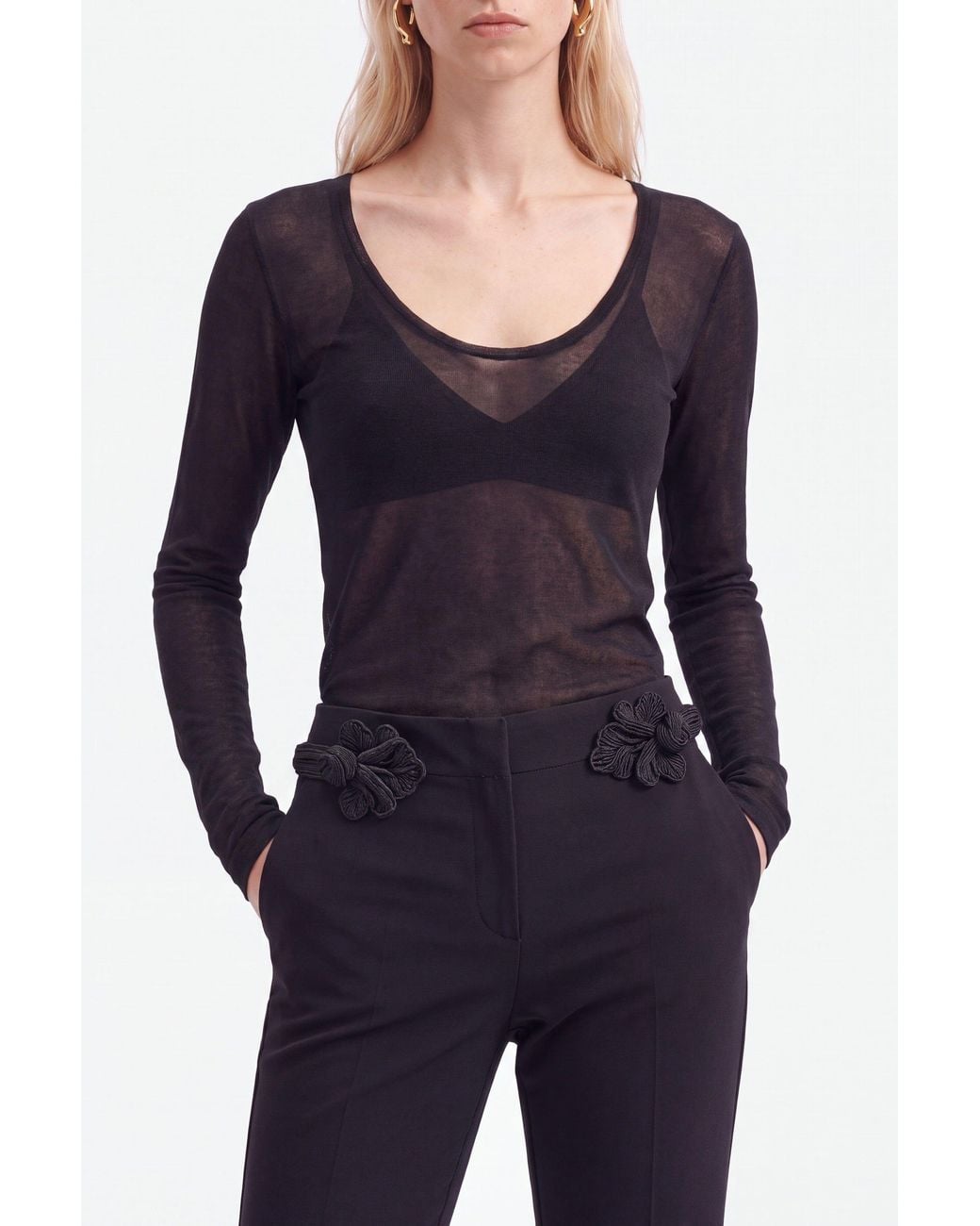 Nocturne Black Sheer Knit Top