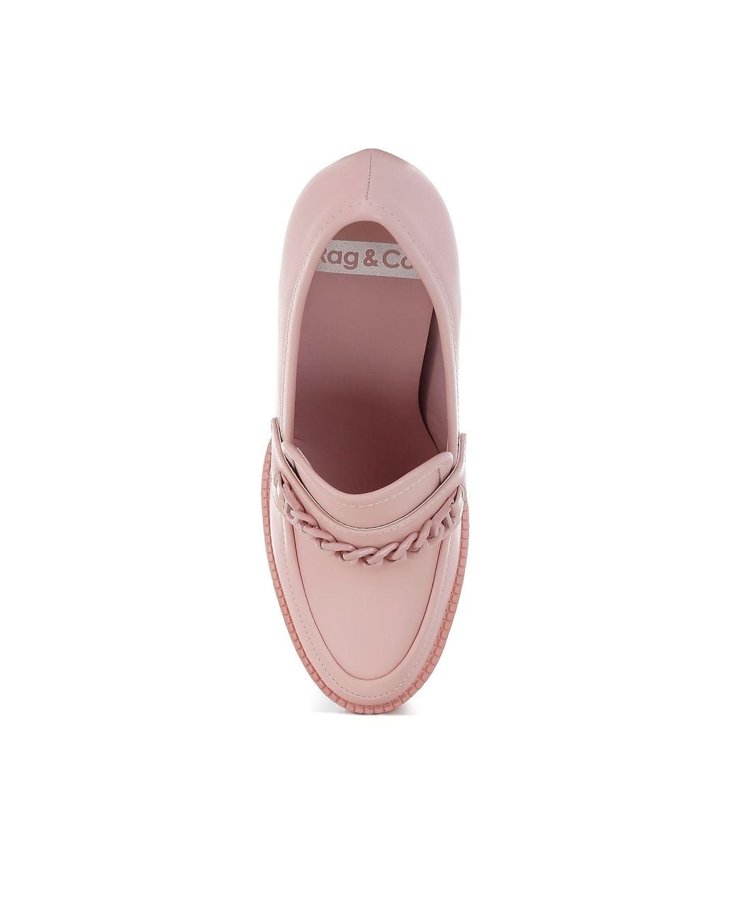 Rag & Co Corinne Pink Chain Embellished Chunky Loafers