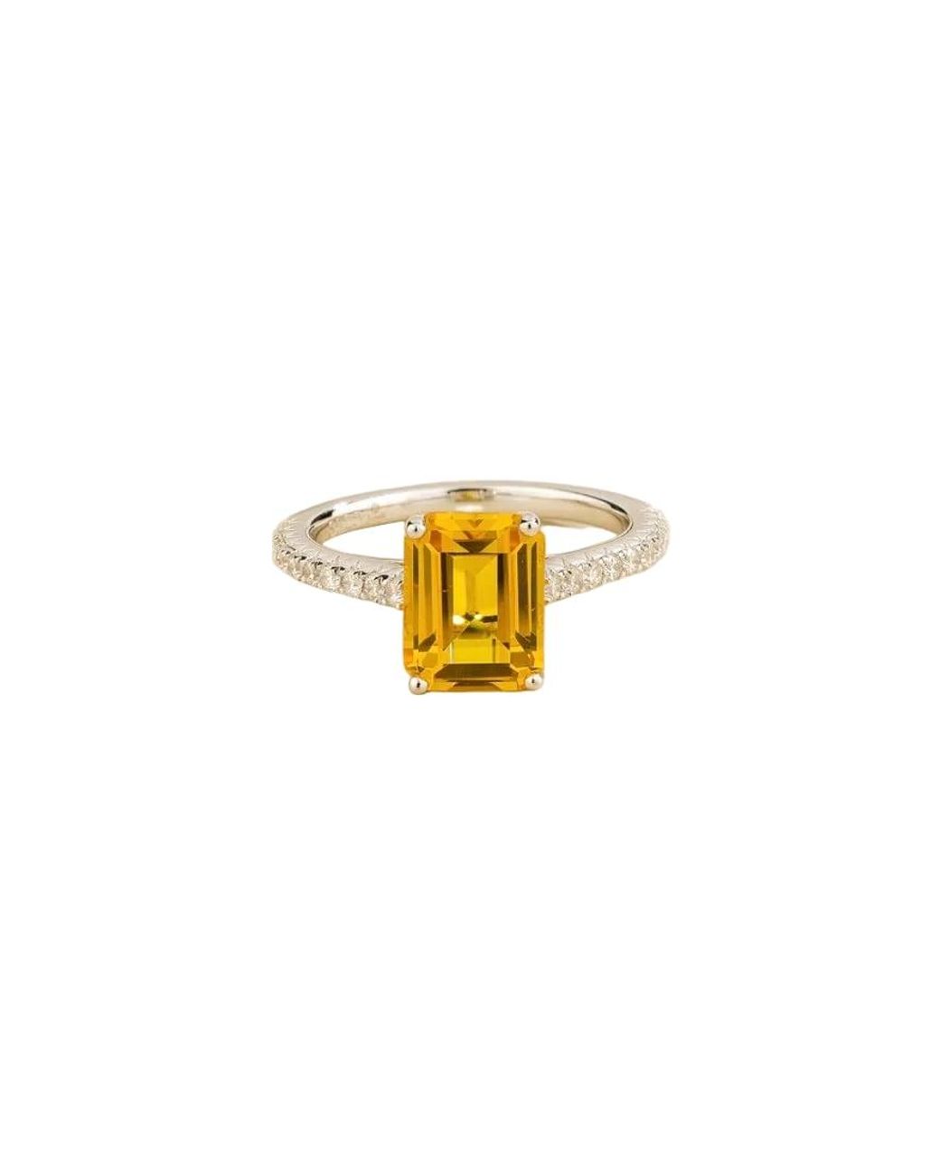 Juvetti Metallic Soli Sapphire Emerald-Cut Pavé Ring