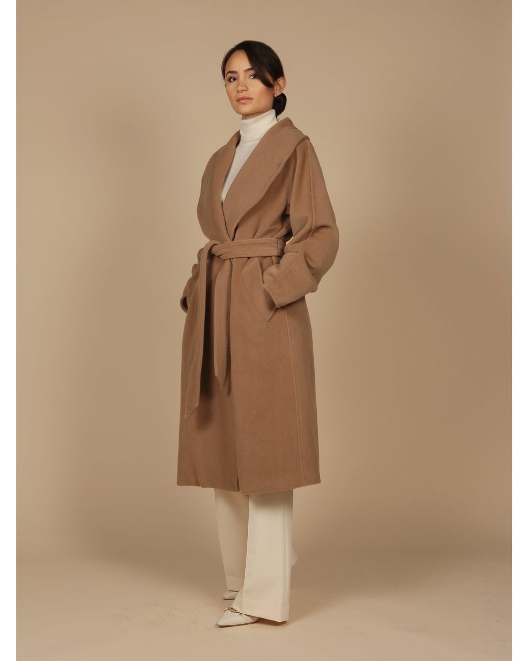 Santinni Brown 'Hepburn' 100% Italian Virgin Wool & Cashmere Coat