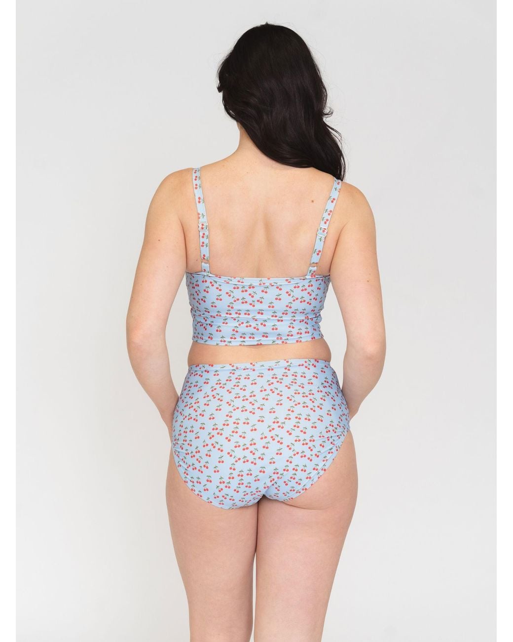 Lime Ricki Swimwear Blue Cherries High-Waist Bottom