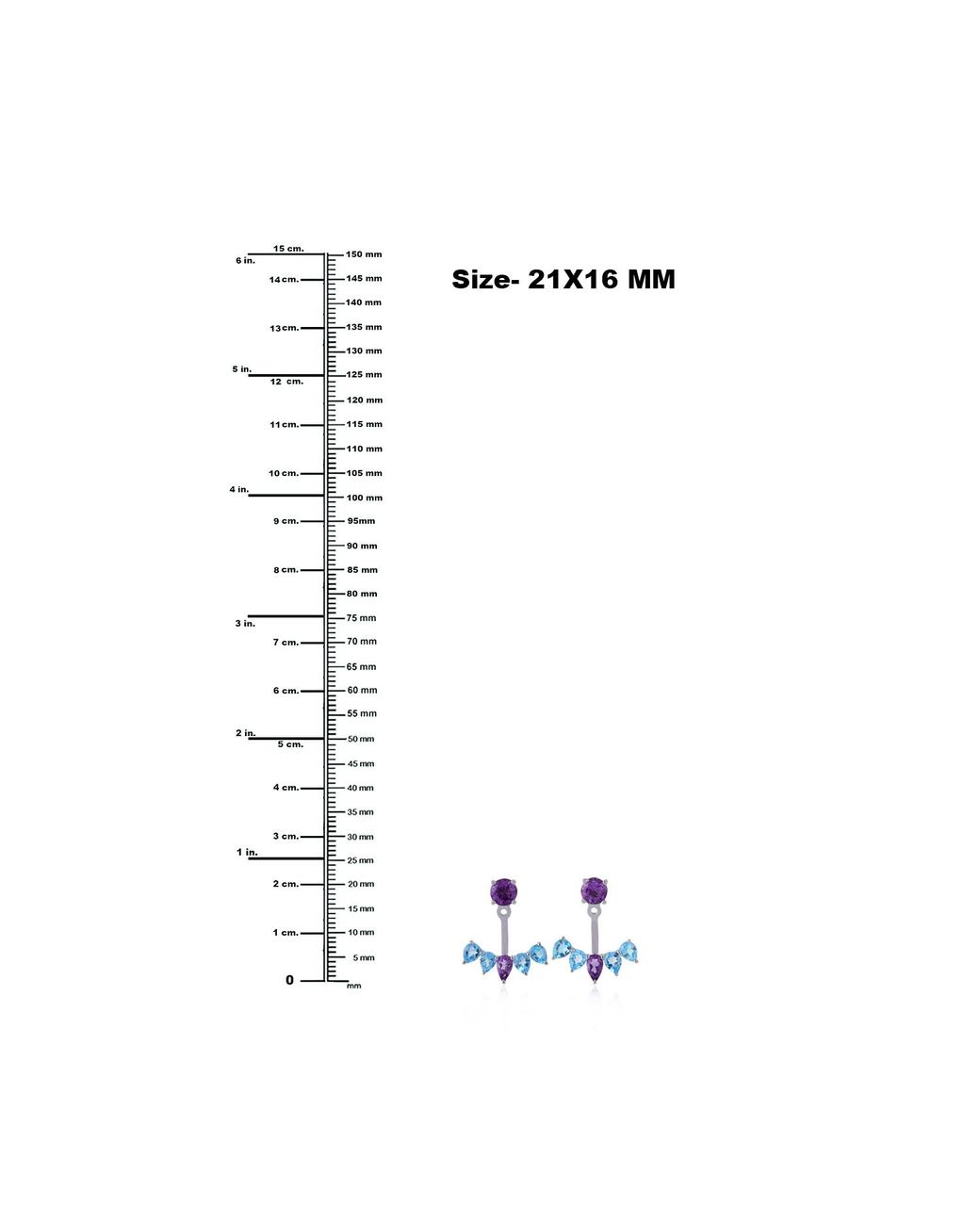 Artisan Purple Blue Topaz Amethyst Designer Ear Jackets 14k White Gold Handmade Jewelry