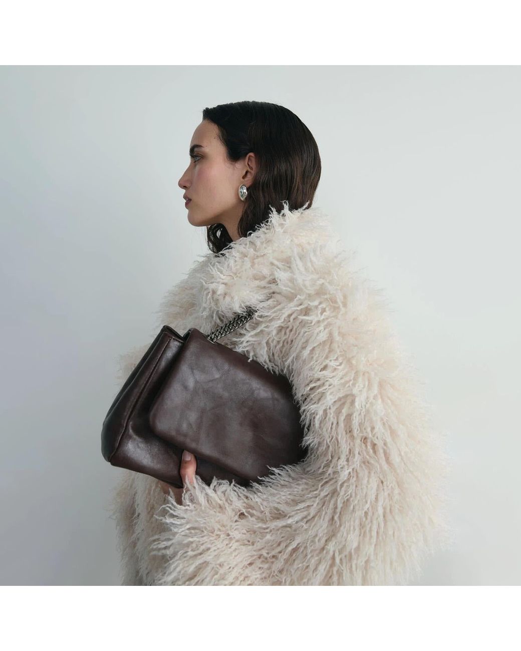 Sd Collection Black Dark Milan Chain Leather Bag