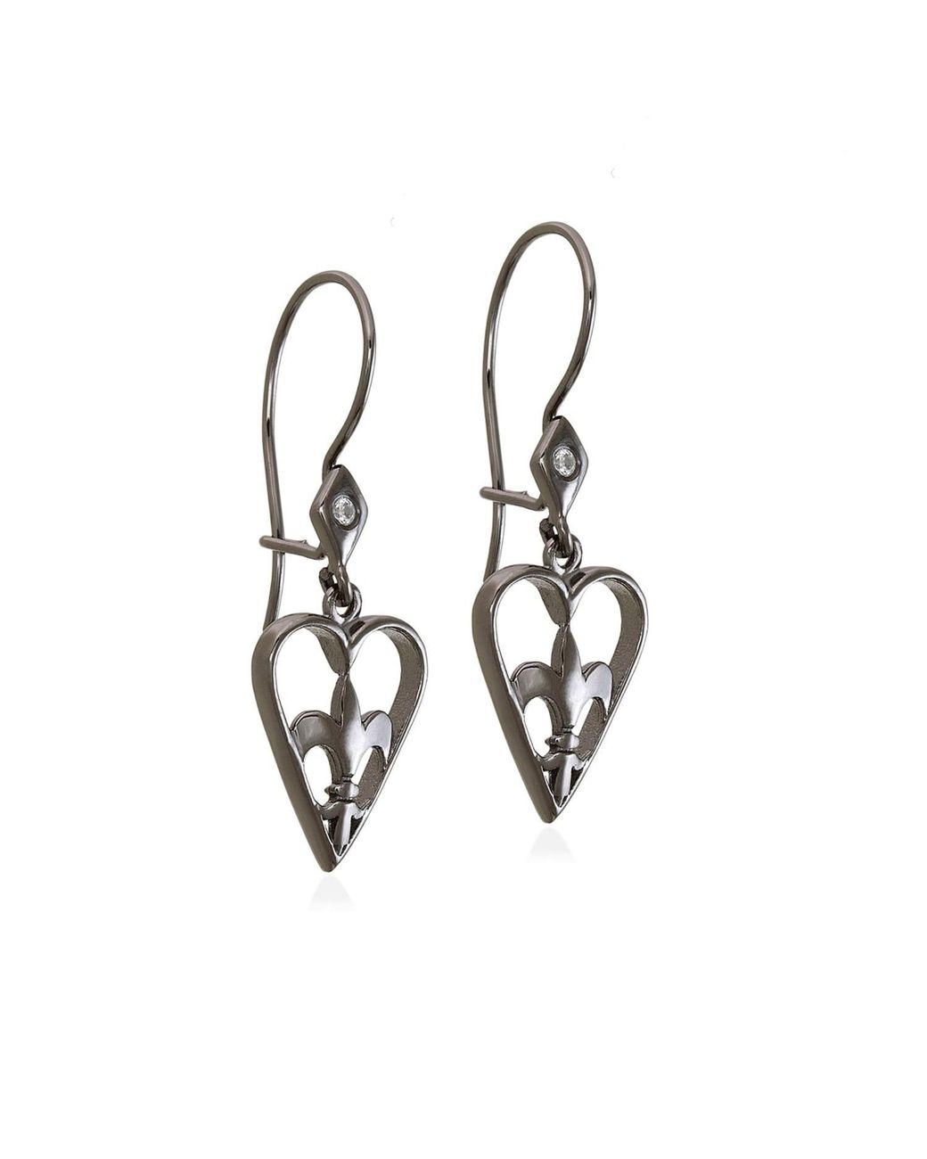 Myrto Katramadou Jewellery Metallic Heartshield – Hook Earrings-Plated