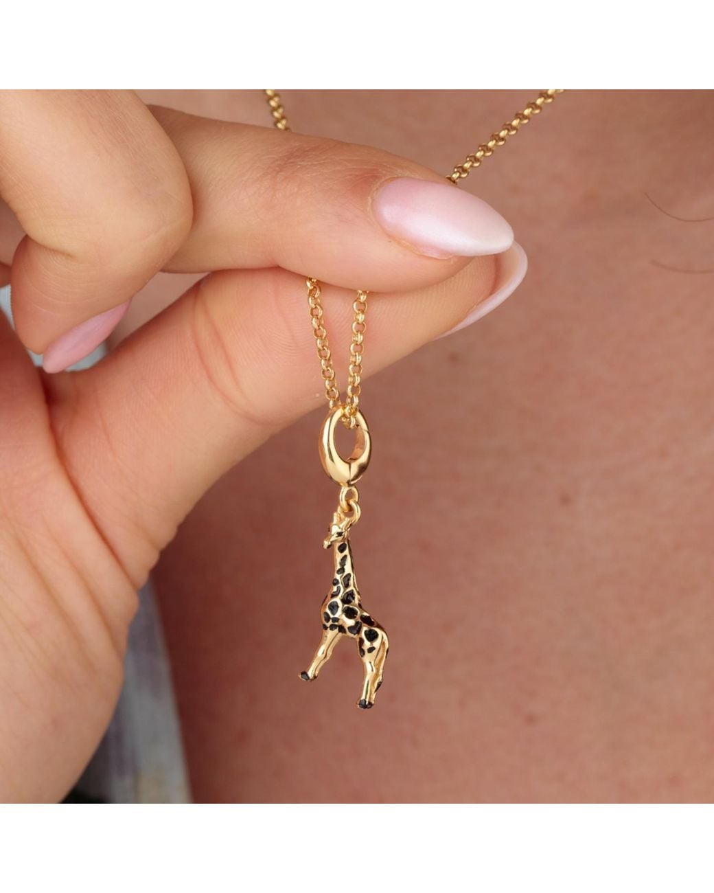 Lily Charmed Metallic Plated Giraffe Charm Necklace
