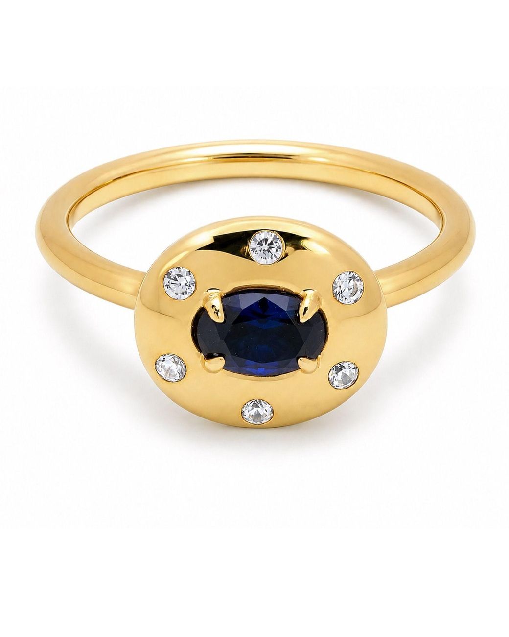 Belinda Jewelz Metallic Sapphire Oval Birthstone & Accent Stone Ring