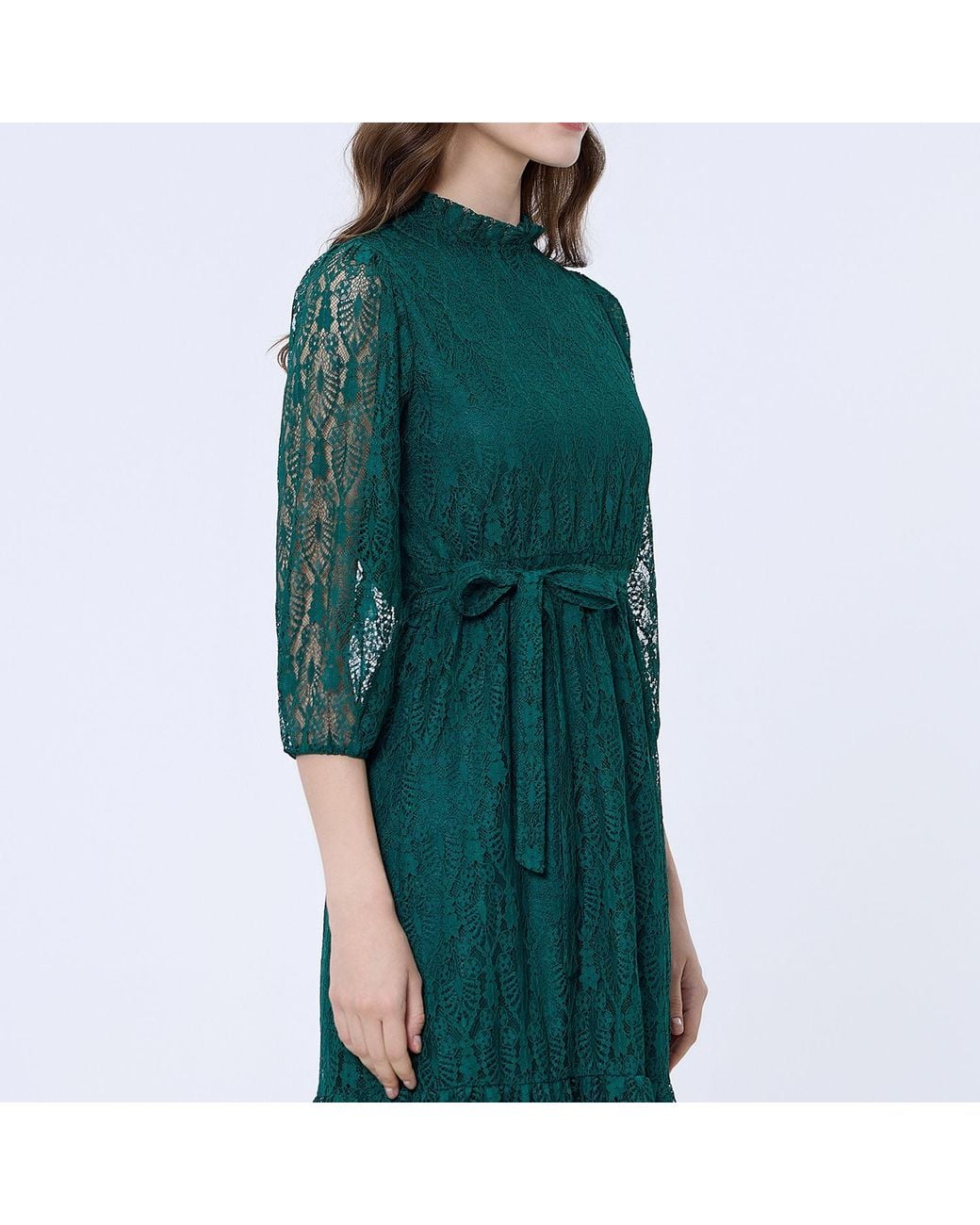 Smart and Joy Green Fit-And-Flare Lace Dress