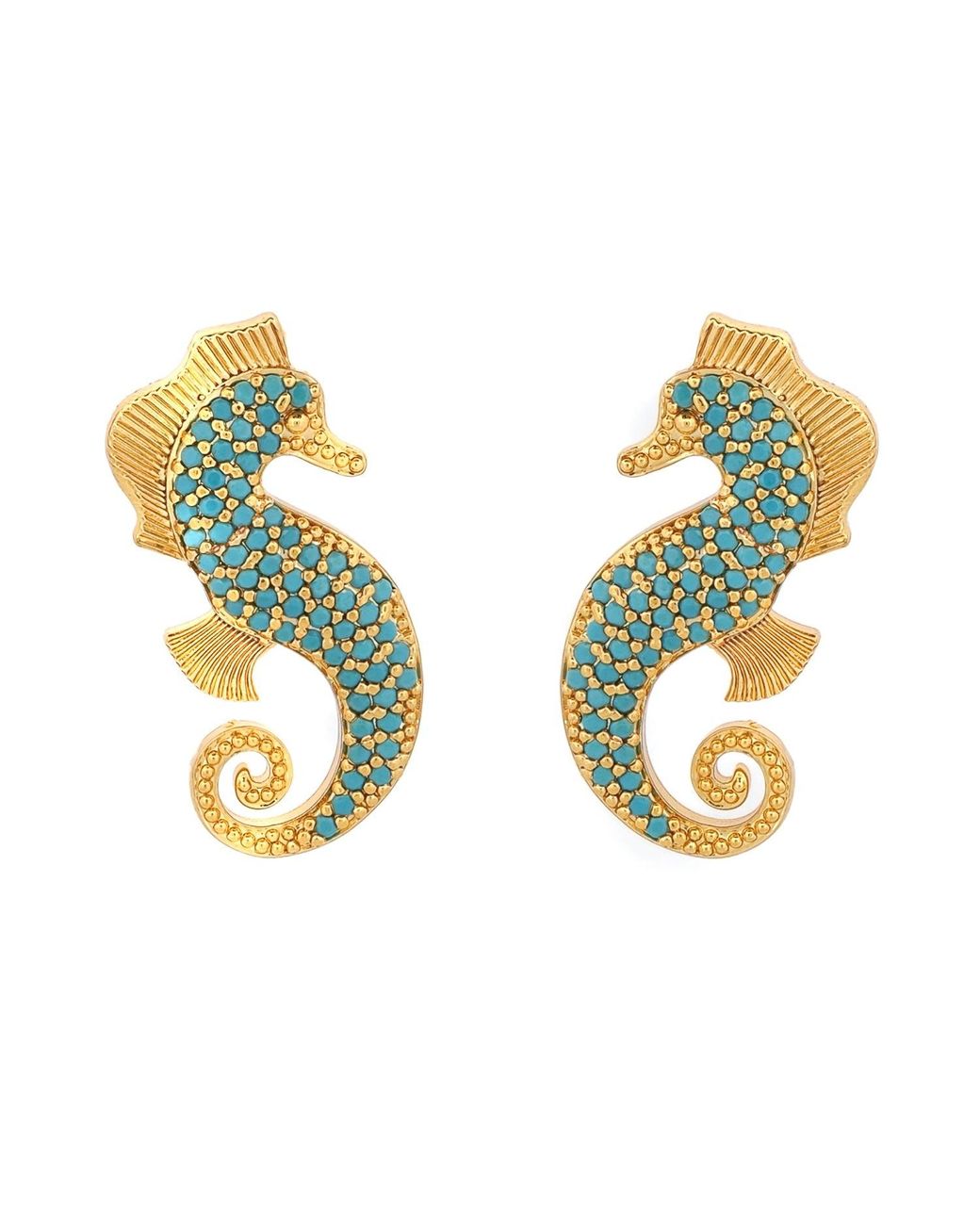 Ebru Jewelry Metallic Majestic Seahorse & Statement Studs