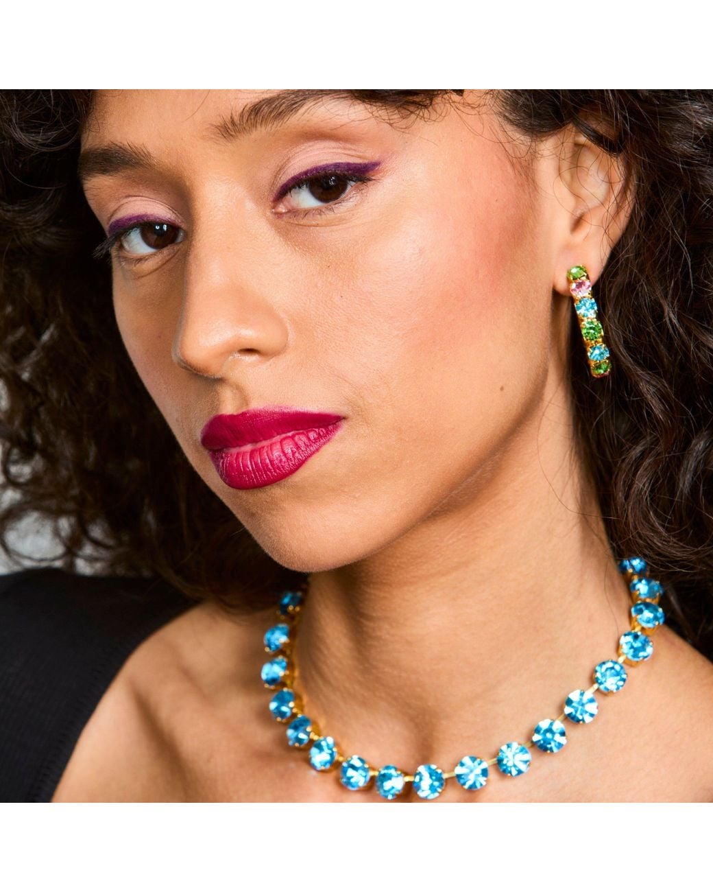 Laura Gray Blue Adjustable Light Aqua Crystal Riviera Necklace