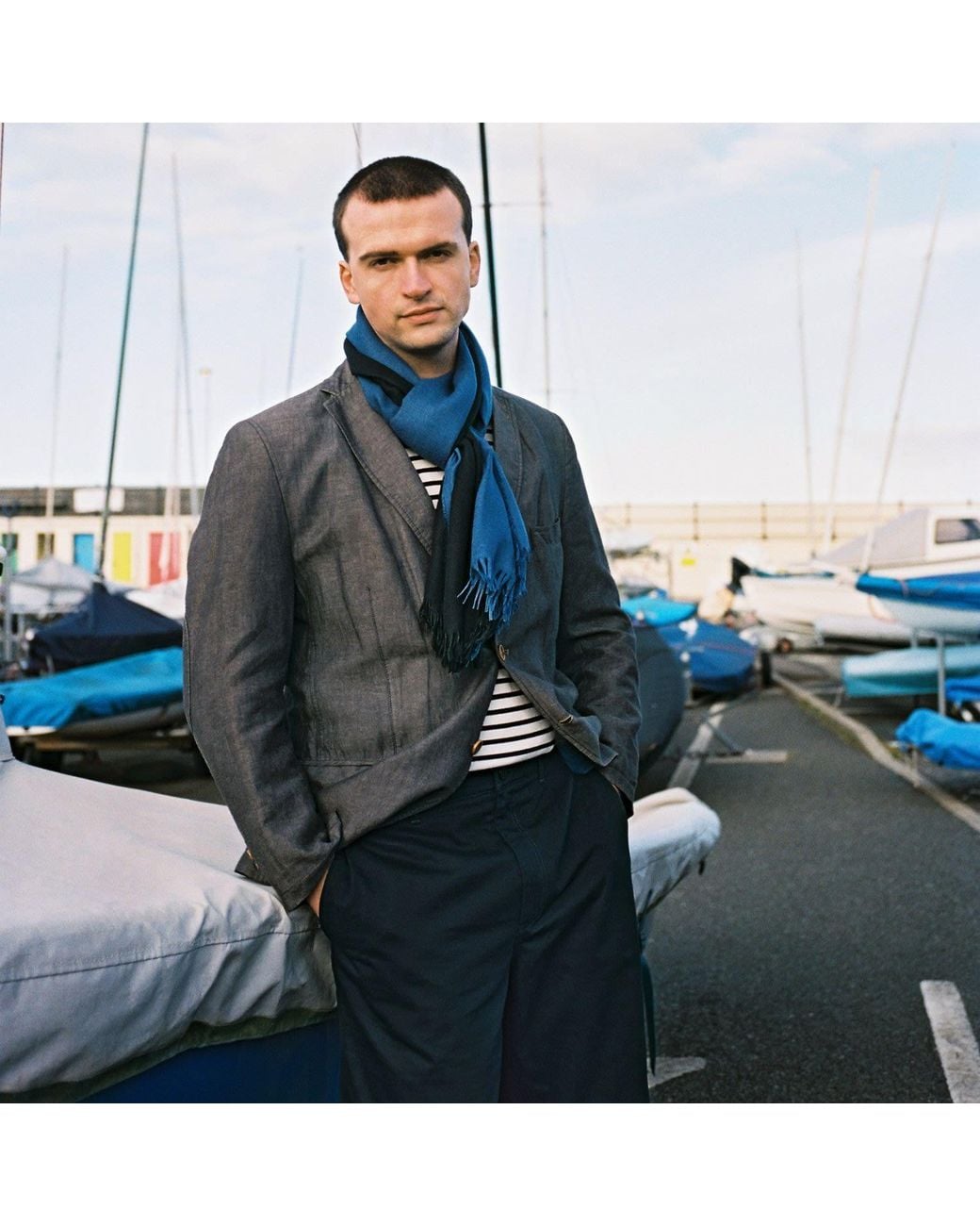 Kinalba Blue Weekender Cashmere & Silk Scarf