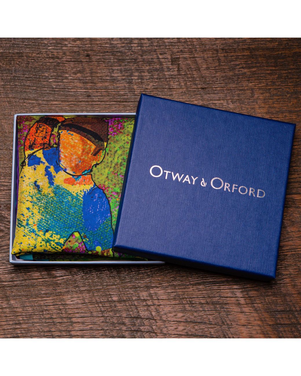 Otway & Orford Green 'Tennis Passion' Silk Pocket Square. Full-Size for men