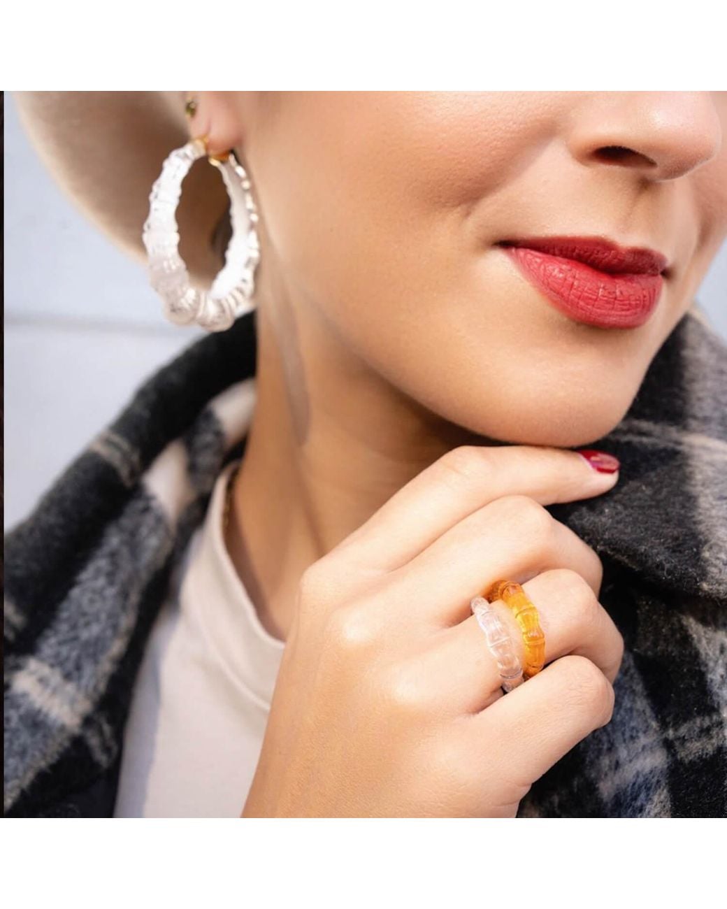Gold & Honey White Bamboo Ring