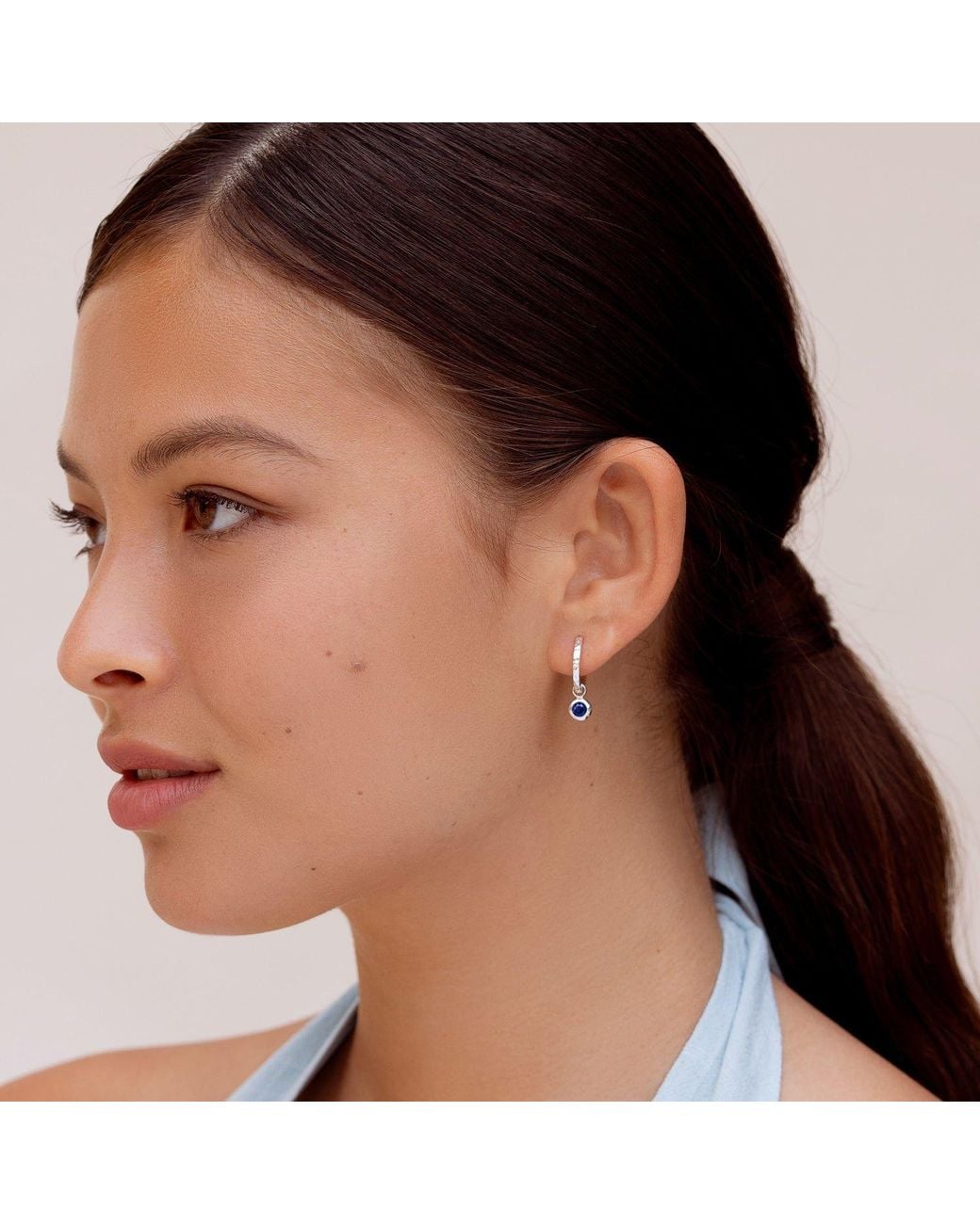 Dower & Hall Metallic Sapphire Hammered Huggie Hoops