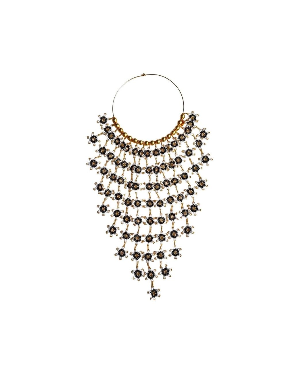 Iliana Arrazola Black Waterfall Blossom Necklaces, And, Glass Beads, Beaded Jewelry