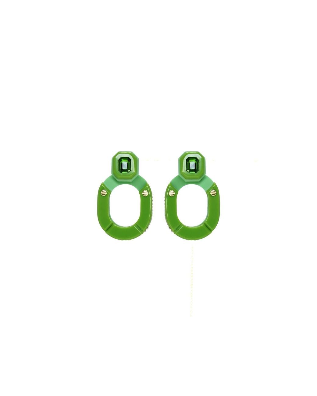 Gissa Bicalho Green Handmade Acrylic Earring Kit Stone Hoop And Pendant