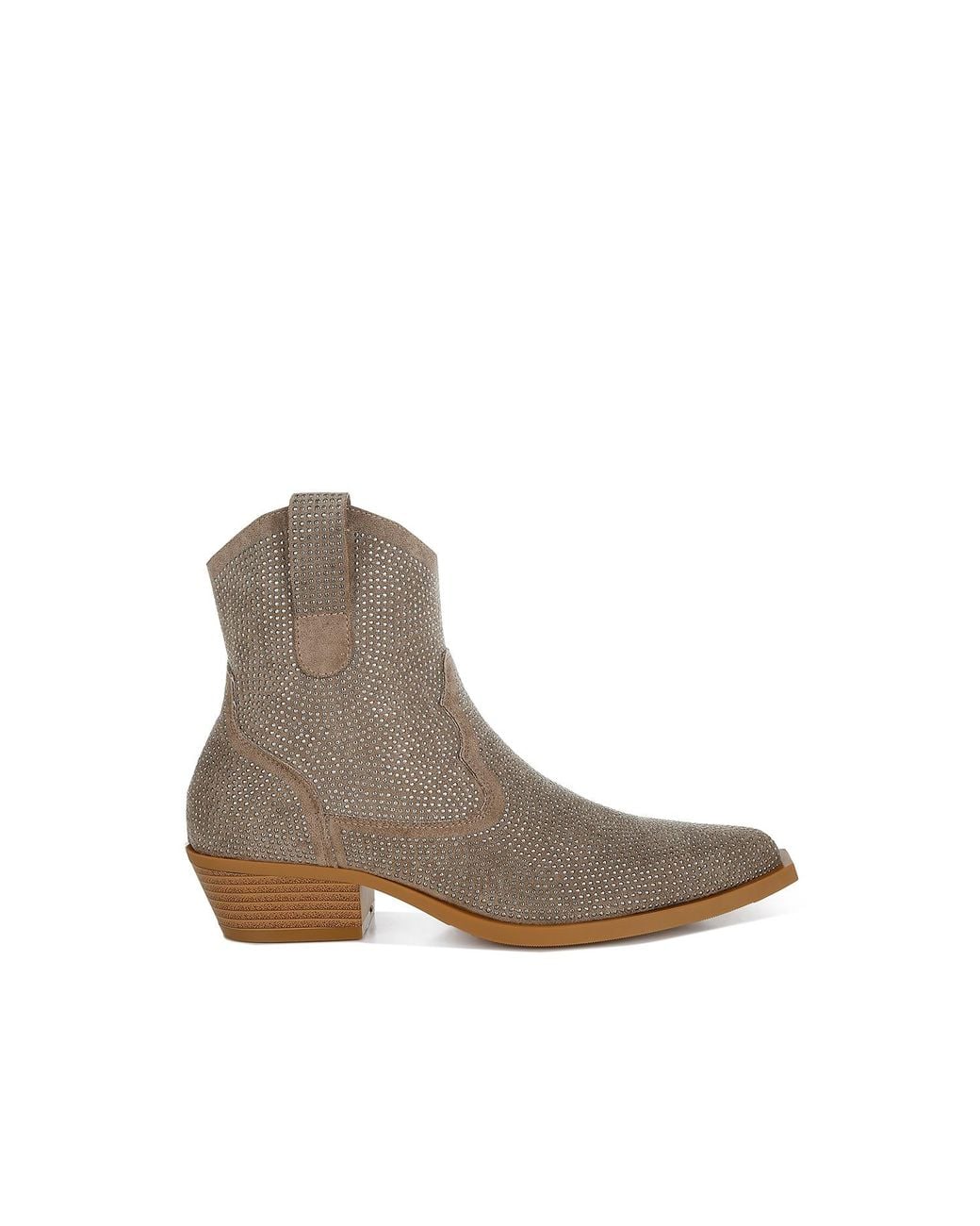 Rag & Co Brown Neutrals Costello Rhinestones Embellished Cowboy Boots