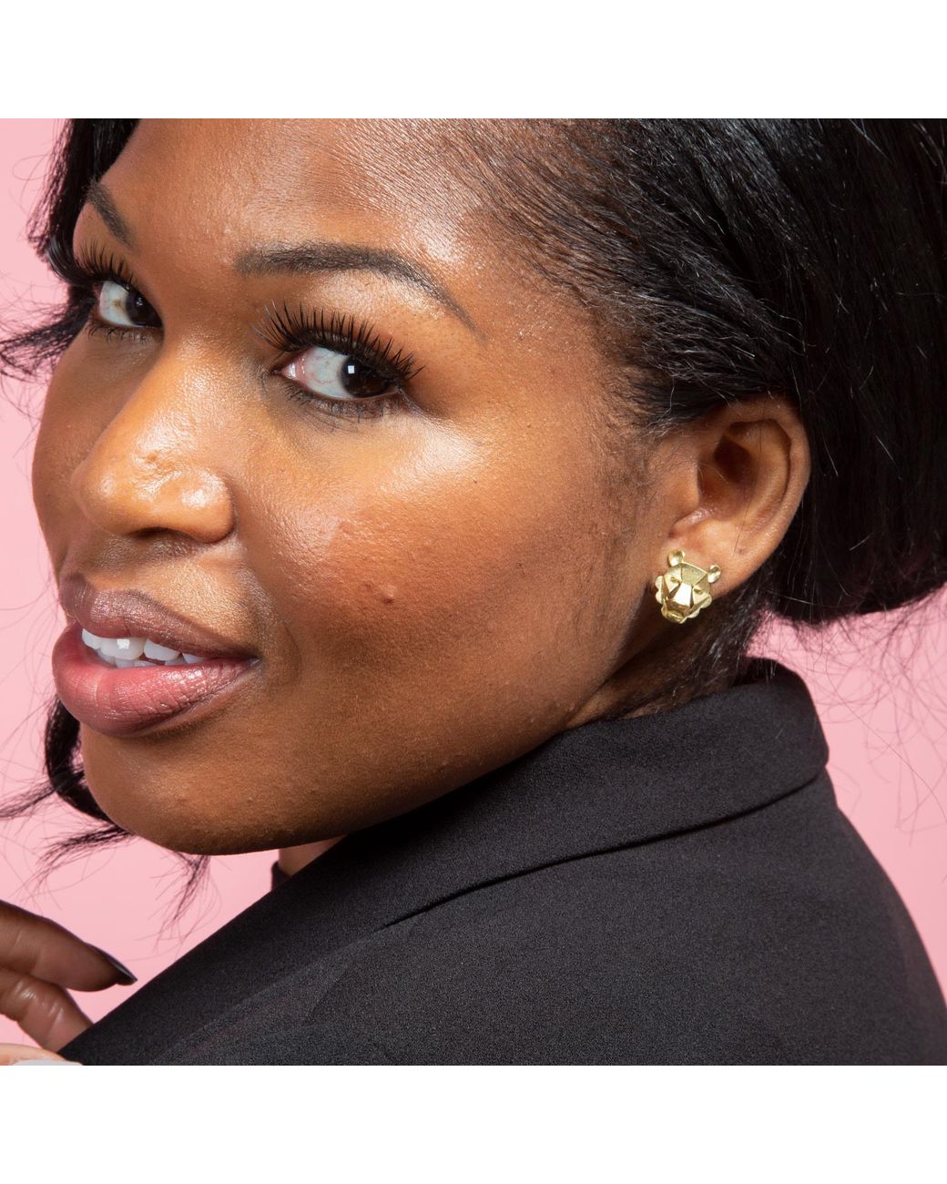 Seth Michael Studio Metallic Lion Stud Earrings