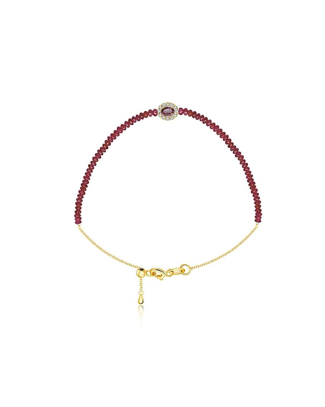 Genevieve Collection White 18K Ruby Bead Bracelet