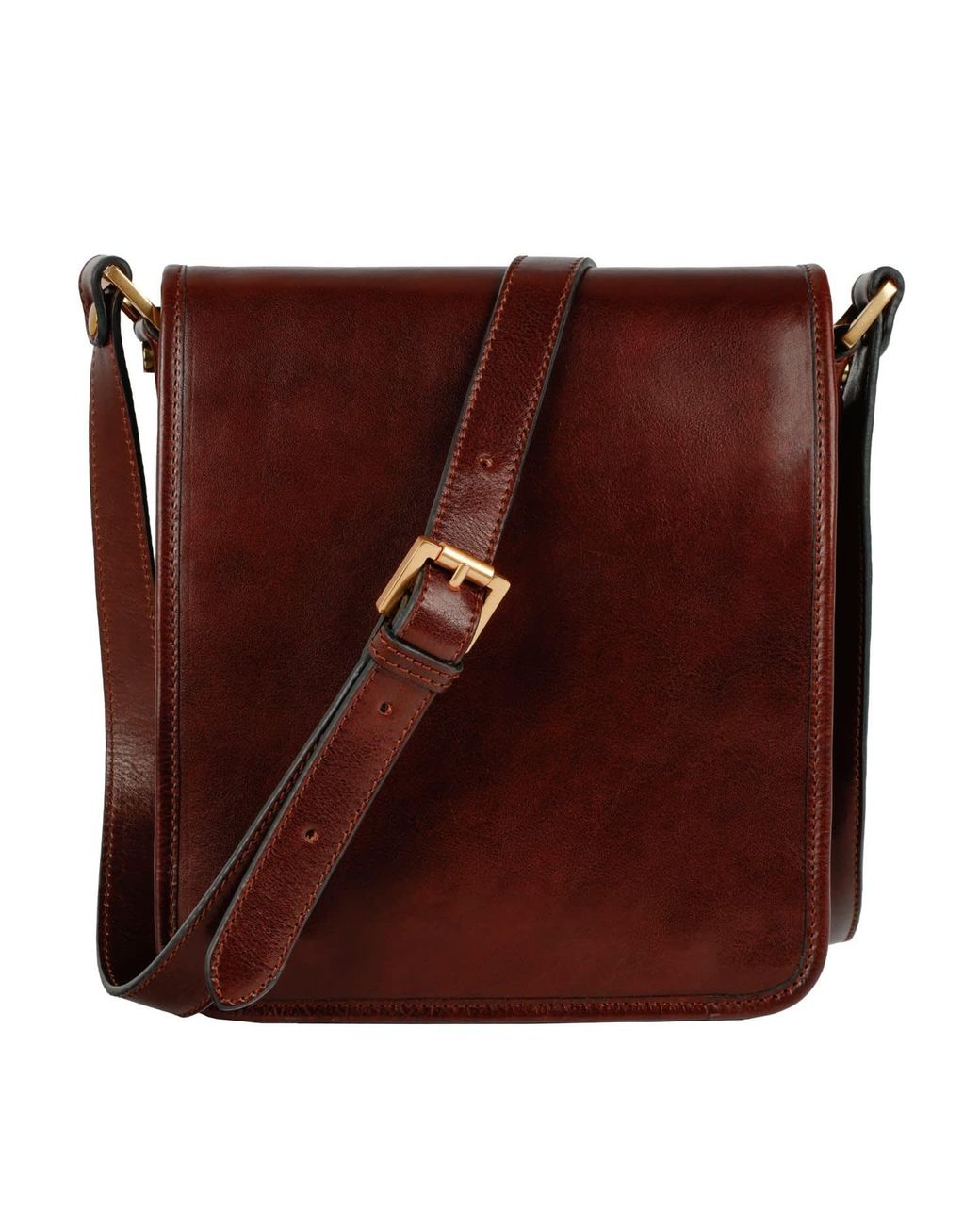 Time Resistance Brown Small Leather Messenger Bag for men
